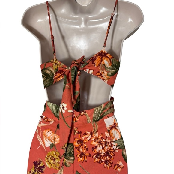 Illa Illa burnt orange boho floral women’s jumpsuit size medium. - Picture 7 of 11